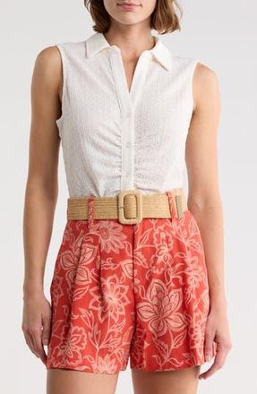 Sanctuary Ruched Button-Up Tank in Vintage White at Nordstrom Rack, Size X-Large