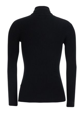 Elisabetta Franchi Ribbed Turtleneck with Ajour Detail Sweater - Black