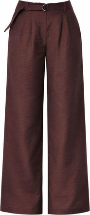 Mixray Hoge Taille Geweven Wijde Pijpen Broek met Ceintuur