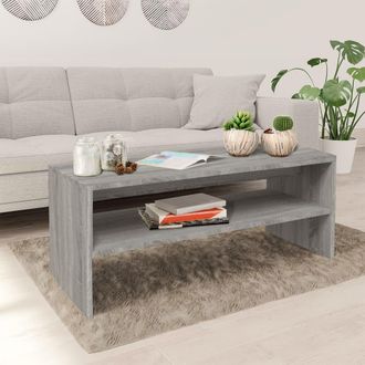 vidaXL Mesa De Centro Madera Contrachapada Gris Sonoma 100x40x40 Cm Vidaxl
