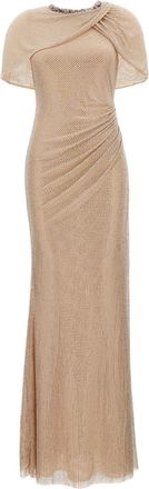 Self Portrait Champagne Rhinestone Maxi Dress
