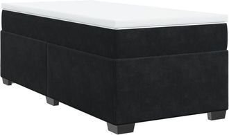 vidaXL Box Spring Bed with Mattress Black 90x200 cm Velvet vidaXL
