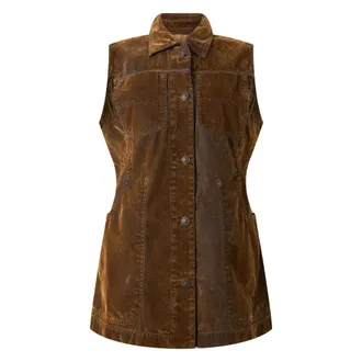 Diesel Denim Gilet - Dames - Jassen - Bruin - Maat: L Denim