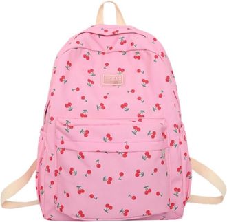Generic Cute Corduroy Backpack Cherry Multi Pockets Preppy Aesthetic Bag Casual Lightweight School Bag For Women Girls Back To College Transparent Backpack