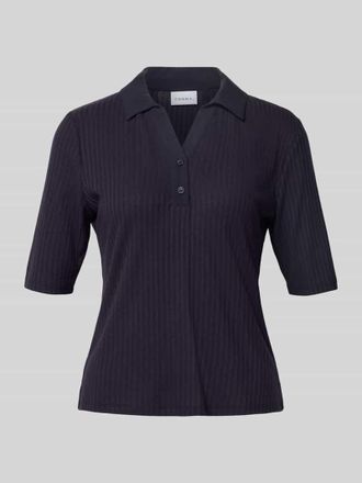 Comma Strickshirt mit Umlegekragen in Dunkelblau, Gr&ouml;&szlig;e 34