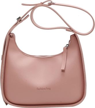 Generic Fashion Crossbody Bags for Women Leather Purses Handbag Casual Shoulder Bags with Zipper Trendy Underarm Bag (Pink)
