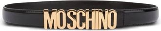 Moschino Logo Lettering Kalfsleren Riem - Dames - Riemen - Zwart - 80 CM - Nylon - Accessoires