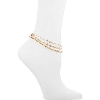 BP. Set of 3 Assorted Chain Anklets in Gold Multi at Nordstrom