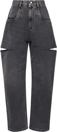 Maison Margiela Cut-Out Jeans - Dames - Loose Fit Jeans - Zwart - 2XS - Katoen - Jeans