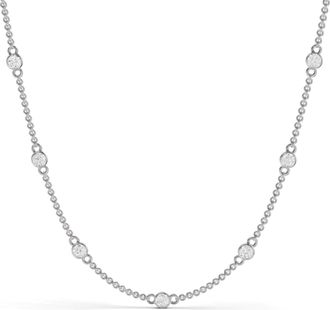 Diamond2Deal 14K Gold Round Cut Lab Grown Diamond Station Necklace 18 3 Ct