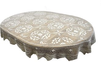 OEM Mantel Ovalado De Ganchillo 140x220 Mantel De Encaje Beige Natural Oval