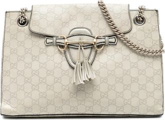 Gucci Pre-owned Womens Large Guccissima Emily Shoulder Bag - Light Grey Leather - One Size