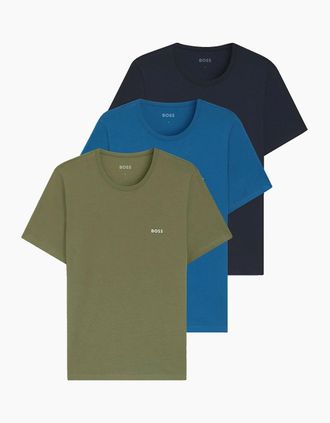 HUGO BOSS Mens Boss Black BOSS 3 PACK T-SHIRT GREEN/NAVY/BLUE - Tan - Size: 44