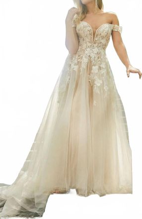 Madison James Leah Wedding Gown In Nude
