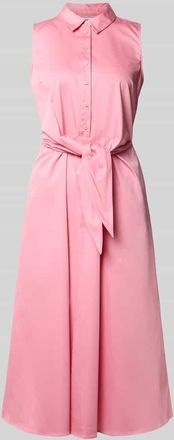 Comma Hemdblusenkleid aus Satin in Midil&auml;nge in Pink, Gr&ouml;&szlig;e 34