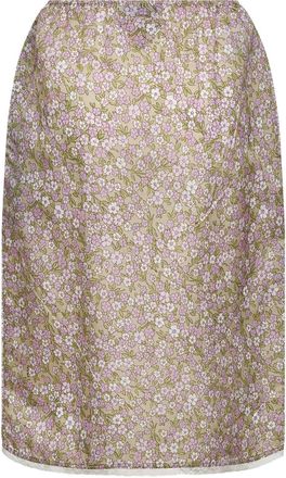 Prada Womens Alabaster Printed Nylon Midi Skirt Polyamide