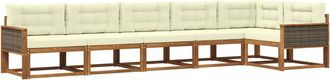 vidaXL Conjunto De Sof&aacute;s De Exterior 6 Uds. Natural Y Crema Vidaxl