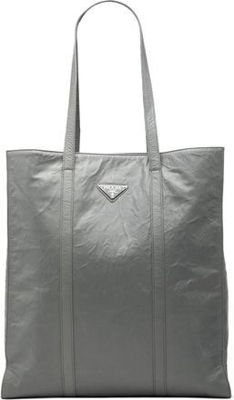 Prada Pre-owned Womens Medium Nappa Antique Shopper Tote - Grey Leather - One Size
