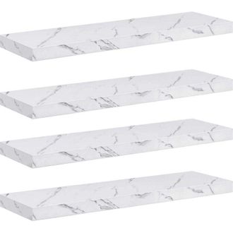vidaXL Wall Shelf 4 pcs White Marble 90 x 23.5 x 4 cm Engineered Wood vidaXL