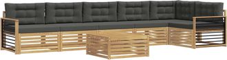 vidaXL Conjunto De Sof&aacute;s De Exterior 7 Uds. Blanco Y Antracita Vidaxl