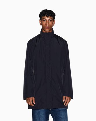 A|X Armani Exchange Mens Essential, Covered Closure Down Side Logo Patch Trench Coat, deep Navy, L