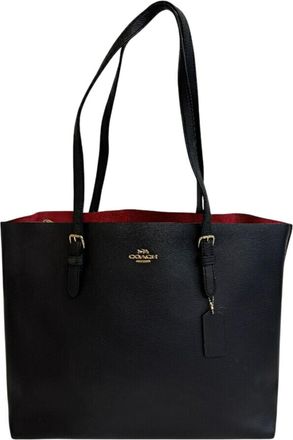 Coach Black Leather Shoulder Bag Tote Bag (Pre-Owned)