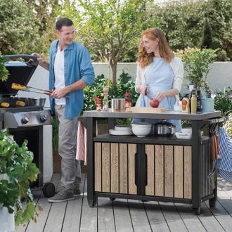 Keter Mueble Arcon Para Barbacoa Deco Grande Marron De Resina Keter