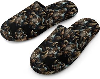 Generic God Odin Flannel Mens Slip-on Slippers Winter Warm House Shoes with Rubber Sole for Home Hotel