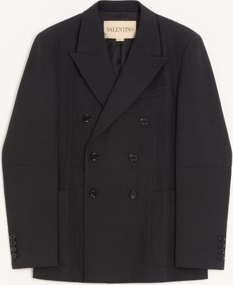 Valentino Valentino Double-Breasted Wool Jacket With Pressed Crease