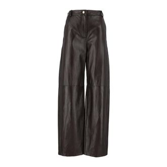 Max Mara Mstlegno Leren Broek - Dames - Broeken - Bruin - Maat: XS Zijde