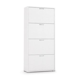 Dmora Dmora Zapatero Rosa, Mueble De Entrada Polivalente Con 4 Puertas Abatibles, Zapatero De Doble Profundidad, 100% Made In Italy, Cm 67x28h147, Blanco, C