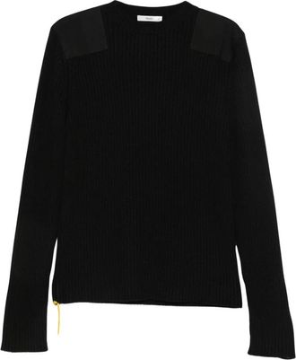 Fendi Ribbed Wool Sweater - Heren - Ronde hals truien - Zwart - S - Wol - Truien & Vesten