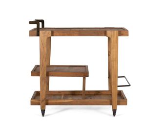 Giner&Colomer Mueble bar de teca 85 cm con ruedas estilo contempor&aacute;neo