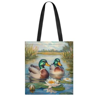 Generic Mallard Ducks Womens Tote Casual Shopping Bag Lightweight Shoulder Bags Hobos Handbag for Work Travel Daily 35x40cm
