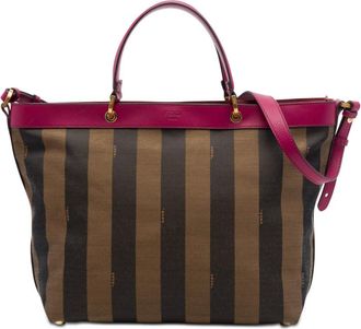 Fendi Pre-owned Fendi Large Pequin Canvas Satchel Ladies QYZTMOC907W0I900