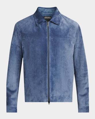 Ermenegildo Zegna Men & apos;s Suede Full-Zip Blouson
