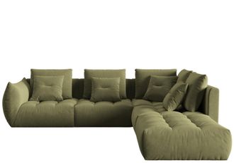 MICADONI 7-Sitzer Design Ecksofa Bloom mit Eckteil rechts - Samtbezug