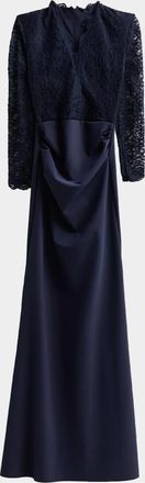 La Petite Robe Di Chiara Boni Tilia Lace Long-Sleeve Trumpet Gown