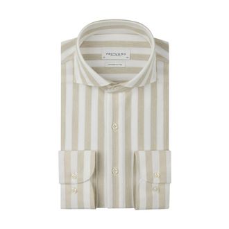 Profuomo Heren, Overhemden, Beige, Maat: XL Katoen
