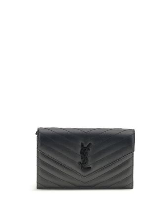 Saint Laurent Womens Shoulder Bag Cassandre Black Calf Leather Wallets & Purses