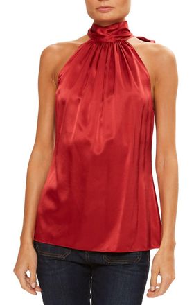 Ramy Brook Lori High Neck Tank Top In Ruby