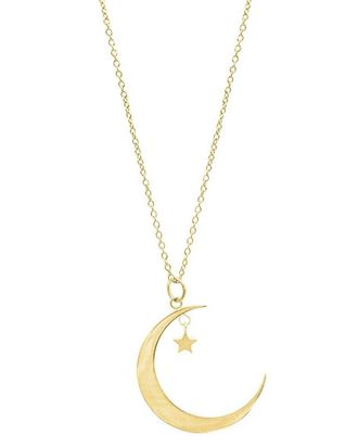 Adornia Adornia 14K Hanging Moon & Star Necklace