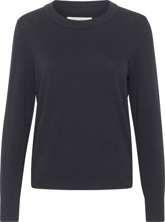 Part Two Womens Pullover Long Sleeves Slim Fit Crew Neck Striped Hip Length, Dark Navy, Large