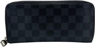 Louis Vuitton Damier Graphite Black Navy Leather Long Wallet (Bi-Fold) (Pre-Owned)