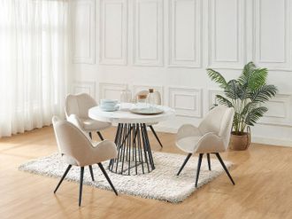 Vente-Unique Tavolo da pranzo allungabile da 2 a 12 coperti in MDF e Acciaio Effetto marmo Bianco e Nero - FIRELA