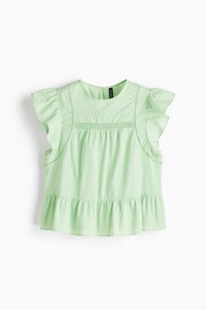 H&M Peplumbluse mit Spitzeneins&auml;tzen - Hellgr&uuml;n