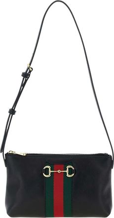 Gucci Black Horsebit Web Small Shoulder Bag