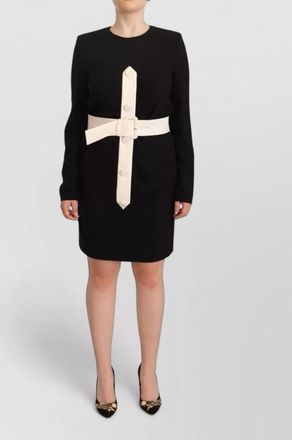Givenchy wool long-sleeve belted mini sheath dress