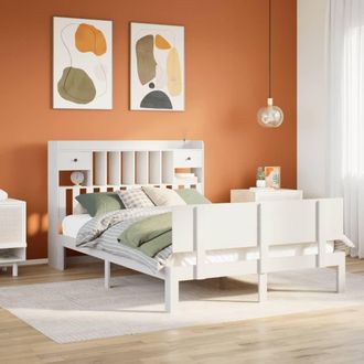 Berkfield Home Bookcase Bed without Mattress White 160x200cm Solid Wood Pine | Size: 160x200 cm