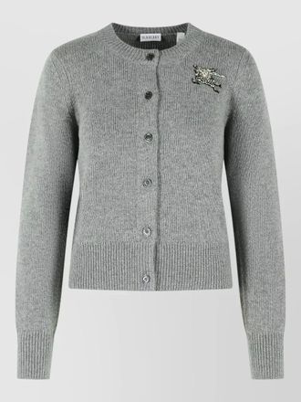 Burberry cashmere blend ribbed crystal embellished crew neck cardigan
